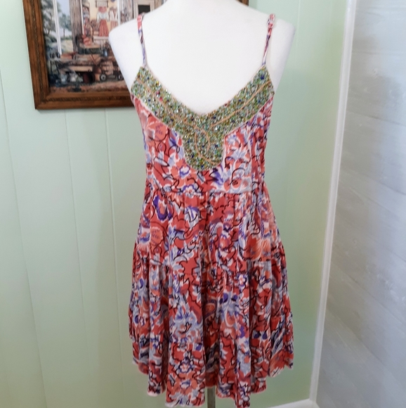 Free people tiered beaded boho mini dress XS *D3 - Picture 5 of 8